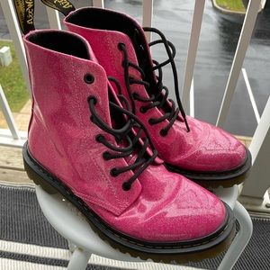 Dr. Martens Women's Luana Pink Glitter Boots